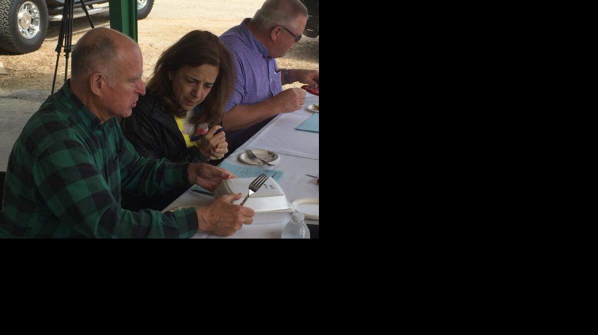 
Gov. Jerry Brown and first lady Anne Gust Brown guest-judge a cook-off in Colusa on Saturday. The governor confirmed that his administration has changed its permitting approach for his Delta tunnels plan.
