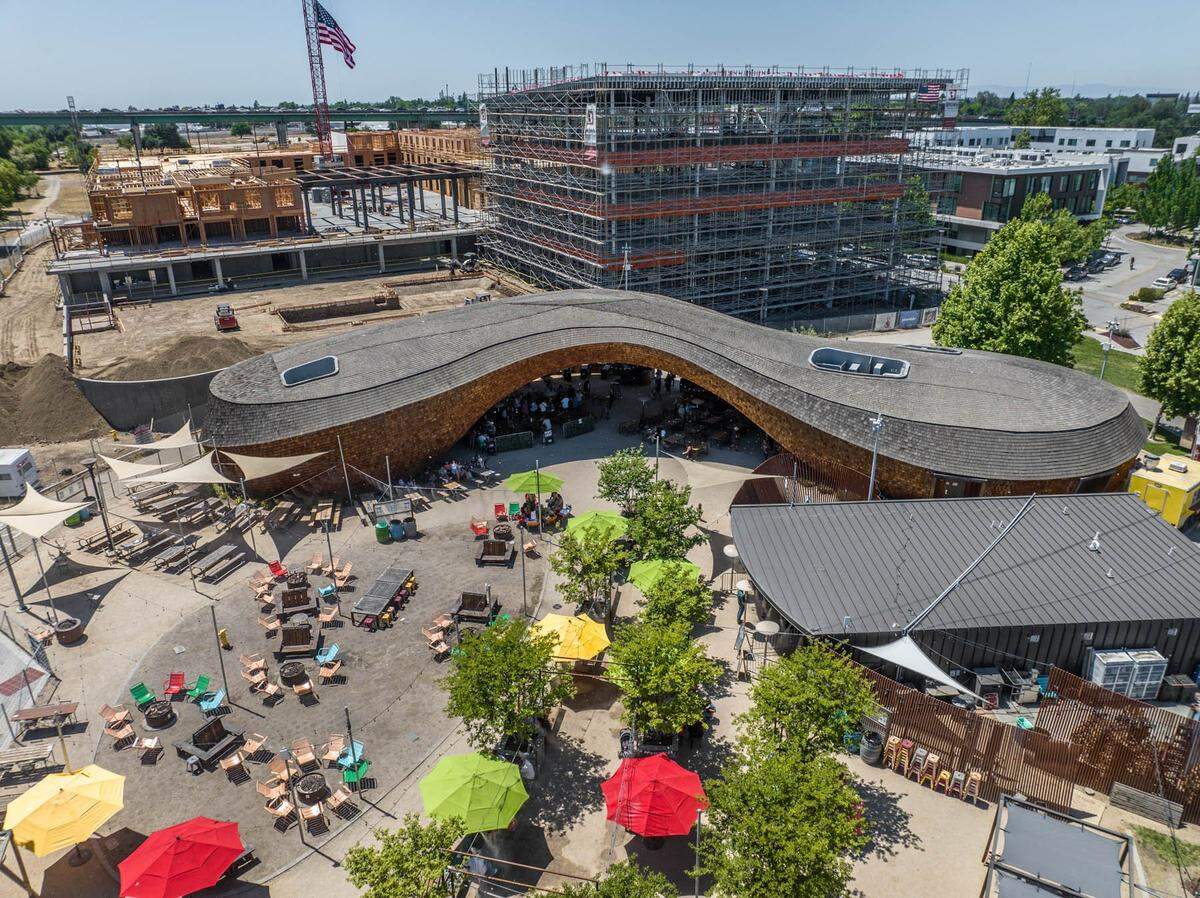 Drake's The Barn, a two acre gathering spot offering food, drinks, and entertainment, including lawn games a fire pit, special events that include watch parties, dining specials, and live stage entertainment. West Sacramento, CA. May 10, 2025.