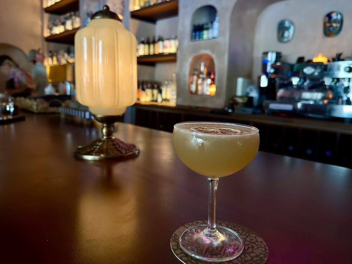 A dirty margarita, made with tequila, lime and St. George chili vodka with nopales and chili brine is served at Day Tripper at 1820 17th St. in midtown on Wednesday, May 27, 2026.
