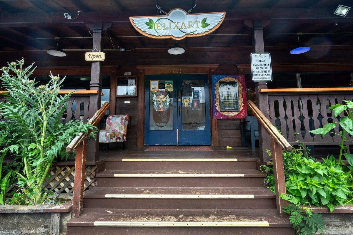 The exterior of Elixart in Nevada City on Thursday, May 28, 2026. Inside, the mocktail bar and lounge serves plant-based teas and alcohol-free beverages and offers immersive art, education and live music.