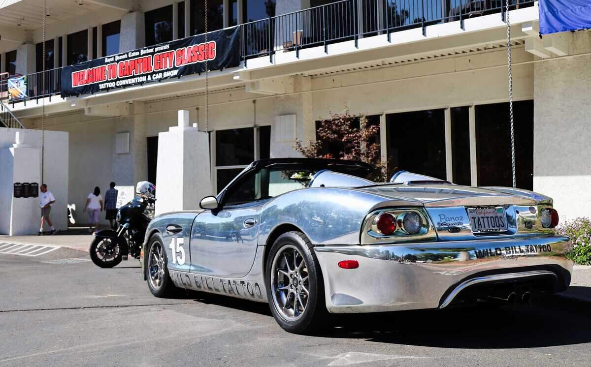 A car show is seen at the fifth annual Capitol City Classic tattoo convention in Sacramento, California, on Saturday, June 12, 2026.
