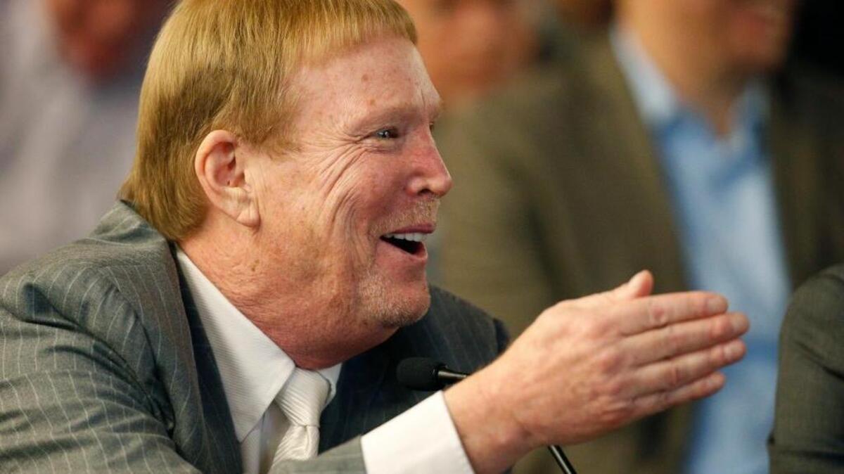 Oakland Raiders Owner Mark Davis speaks at a meeting of the Southern Nevada Tourism Infrastructure Committee, Thursday, April 28, 2016, in Las Vegas. Davis says he wants to move the team to Las Vegas and is willing to spend a half billion dollars as part of a deal for a new stadium in the city, which is known as ‘Sin City.’