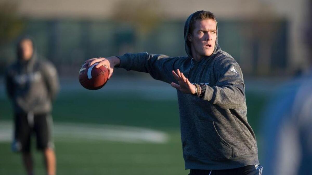 Sacramento State true freshman quarterback Nate Ketteringham goes through drills during practice on Thursday, Oct. 22, in Sacramento.