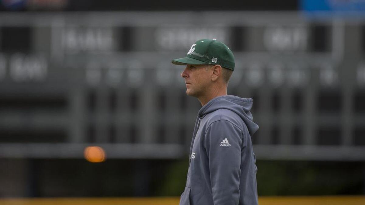 Sac State Head Coach Reggie Christiansen watches his team practice as the Hornet prepare to play the Stanford Cardinal on Thursday at Stanford in NCAA Tournament.