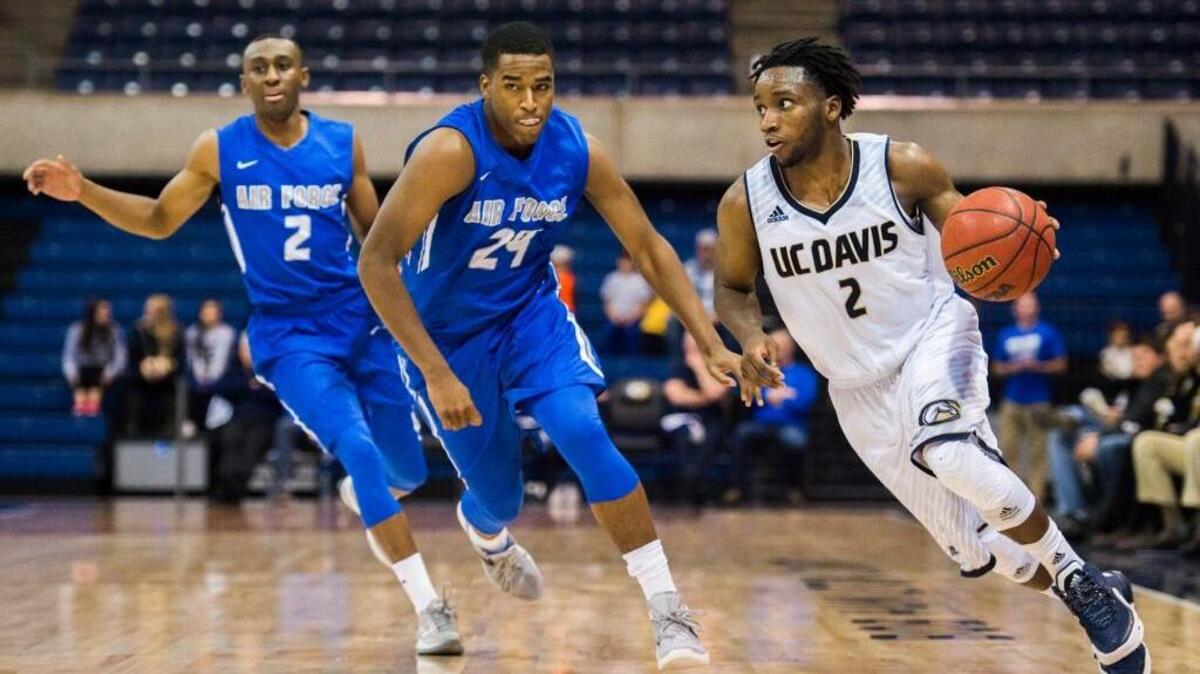 UC Davis guard Darius Graham (2) rushes down court during the Aggies’ game against Air Force on Dec. 19, 2015, in Davis.
