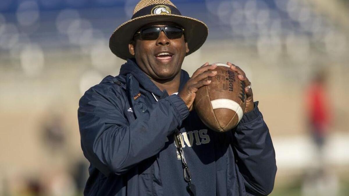 UC Davis says Aggies football coach Ron Gould has not been fired. Gould is shown here during a practice in Davis on Friday, April 17, 2015.