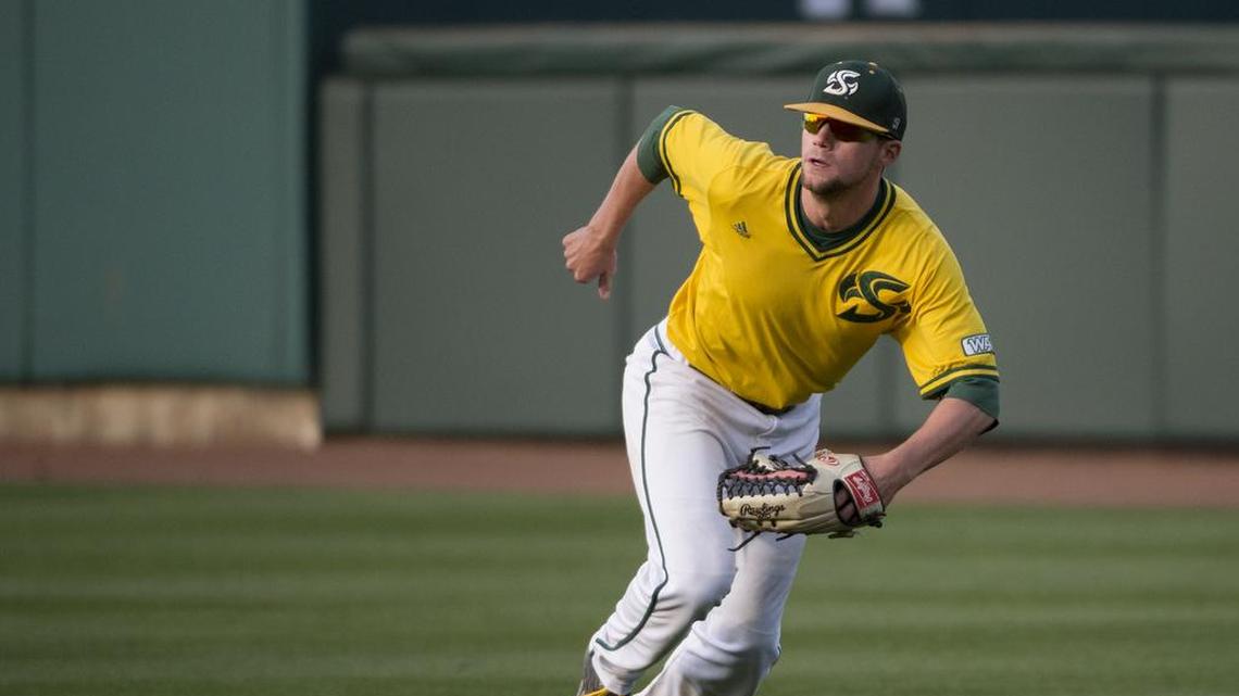 Besides generating offense in many ways, Nathan Lukes, seen playing for Sacramento State in 2015, has a strong arm in right field. He was a shortstop at Center High School.