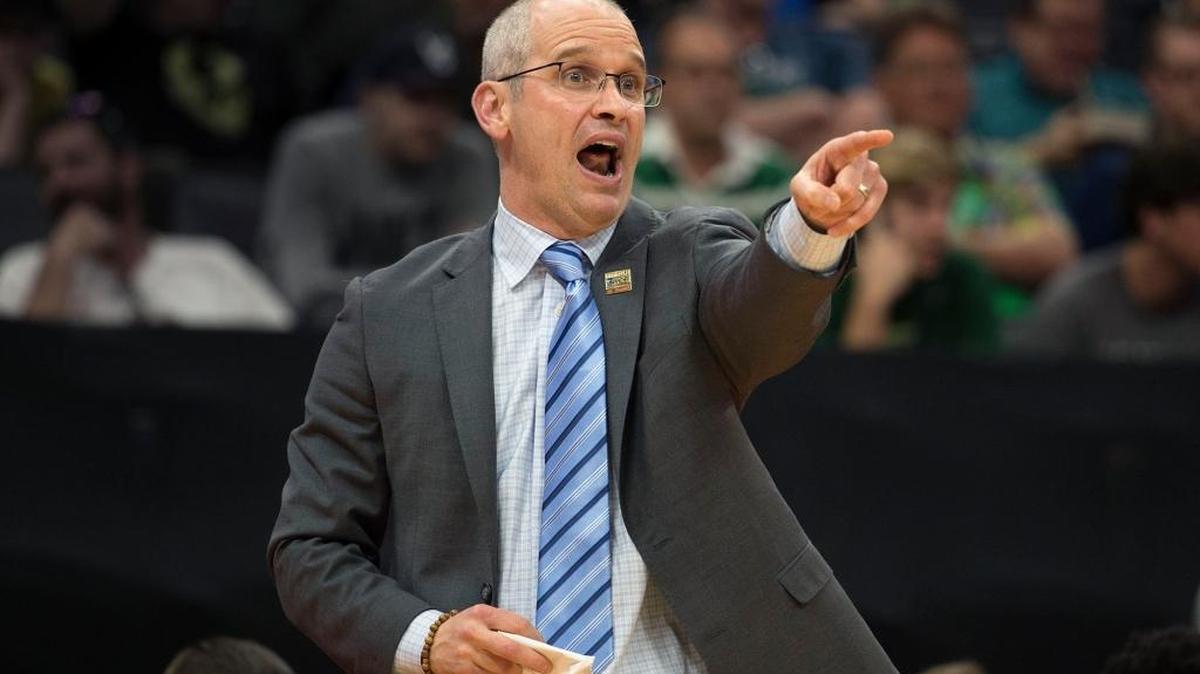 Rhode Island coach Dan Hurley calls a play during the Rams’ game against the Creighton Bluejays in the first round of the NCAA Tournament on Friday at Golden 1 Center in Sacramento.