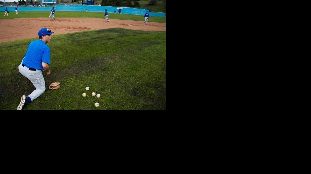 
Coach Mike Hankins runs infield practice with infielders as part of William Jessup’s new baseball program that will play its first home game on Friday. The team don’t have a baseball field at the college so they are practicing at Rocklin High.
