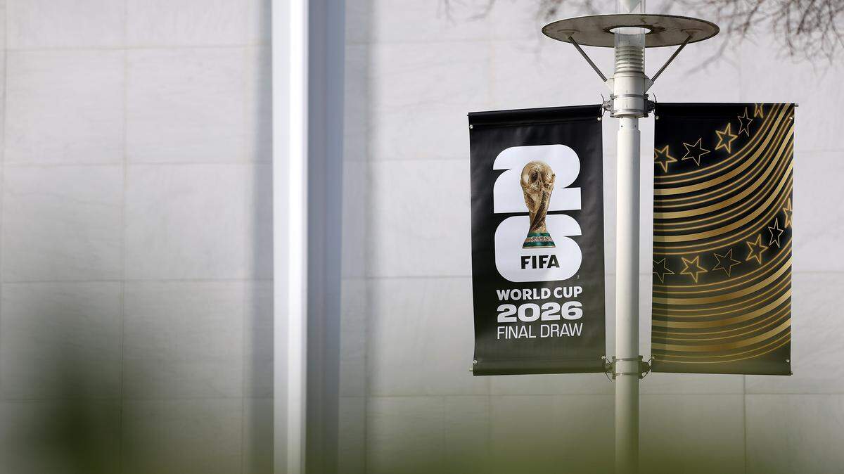WASHINGTON, DC - DECEMBER 04: FIFA World Cup 2026 Final Draw signage is displayed outside the Kennedy Center on December 04, 2025 in Washington, DC.