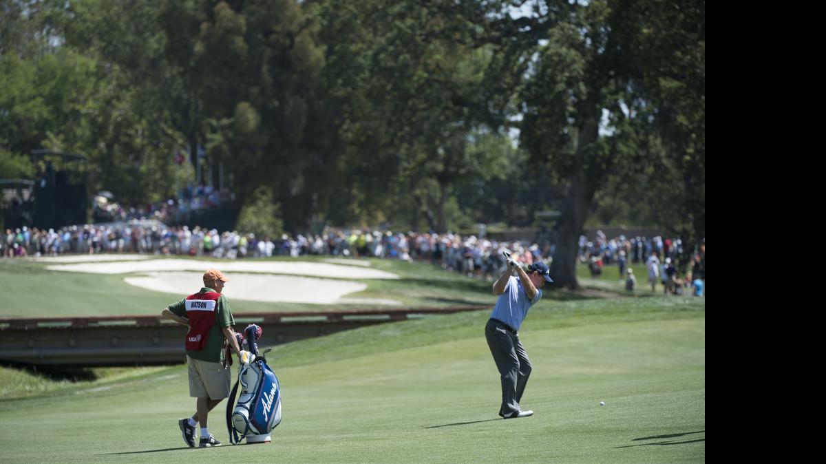 Tom Watson hits onto the one green during round three of the 36th U.S. Senior Open Championships at the Del Paso Country Club Saturday. He was one shot off the lead going into Sunday's final round.
