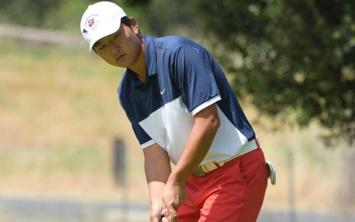 He had his bike and golf bag; now he has the Memorial Amateur trophy