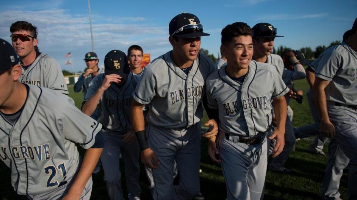 Elk Grove High School’s baseball team won the Sac-Joaquin Section Division I North title last season. This year’s squad is 3-0 in the playoffs, including Tuesday’s win over Davis.
