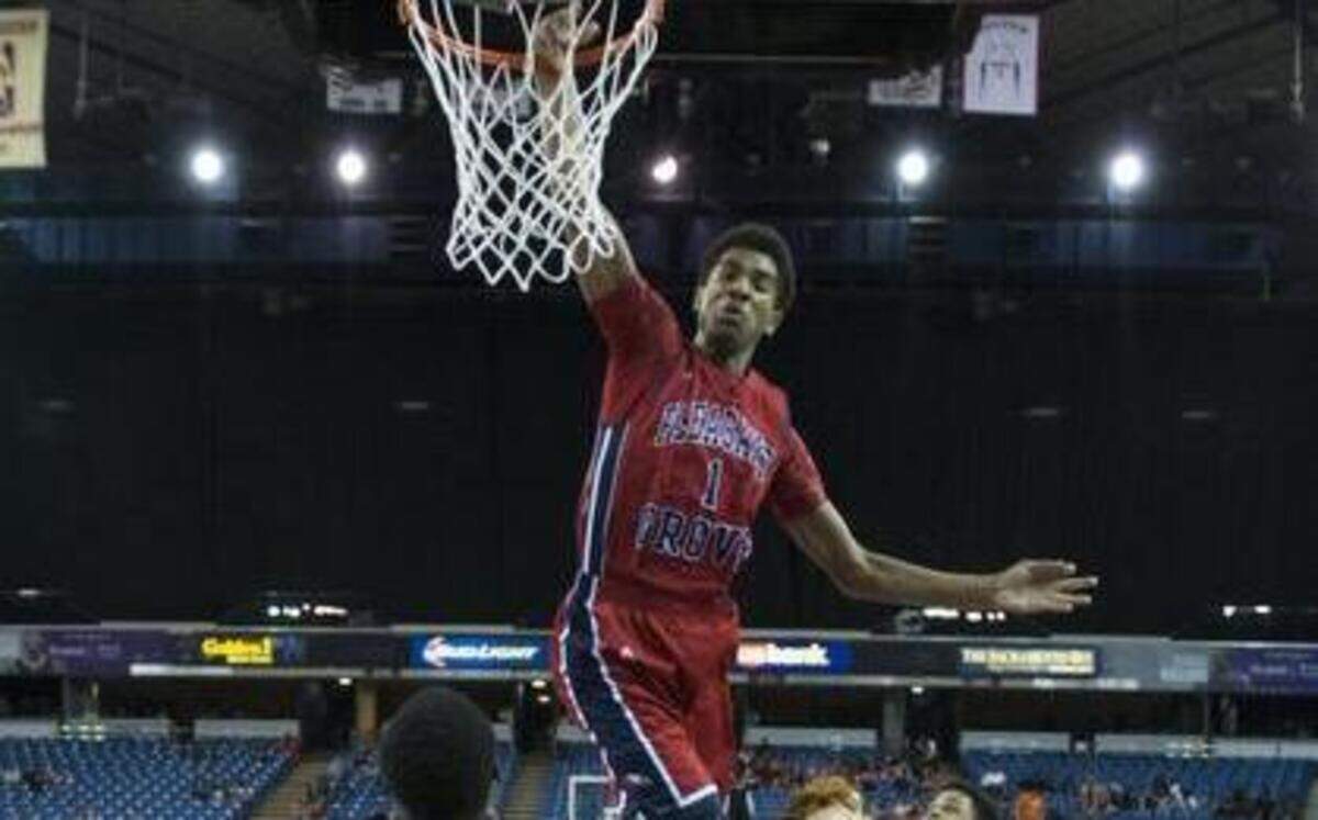 
Pleasant Grove Eagles Marquese Chriss bats away shot by Folsom Bulldogs Jared Wall during the CIF Sac-Joaquin Section Boys Basketball Championships at Sleep Train Arena Wednesday March 4, 2015 in Sacramento.
