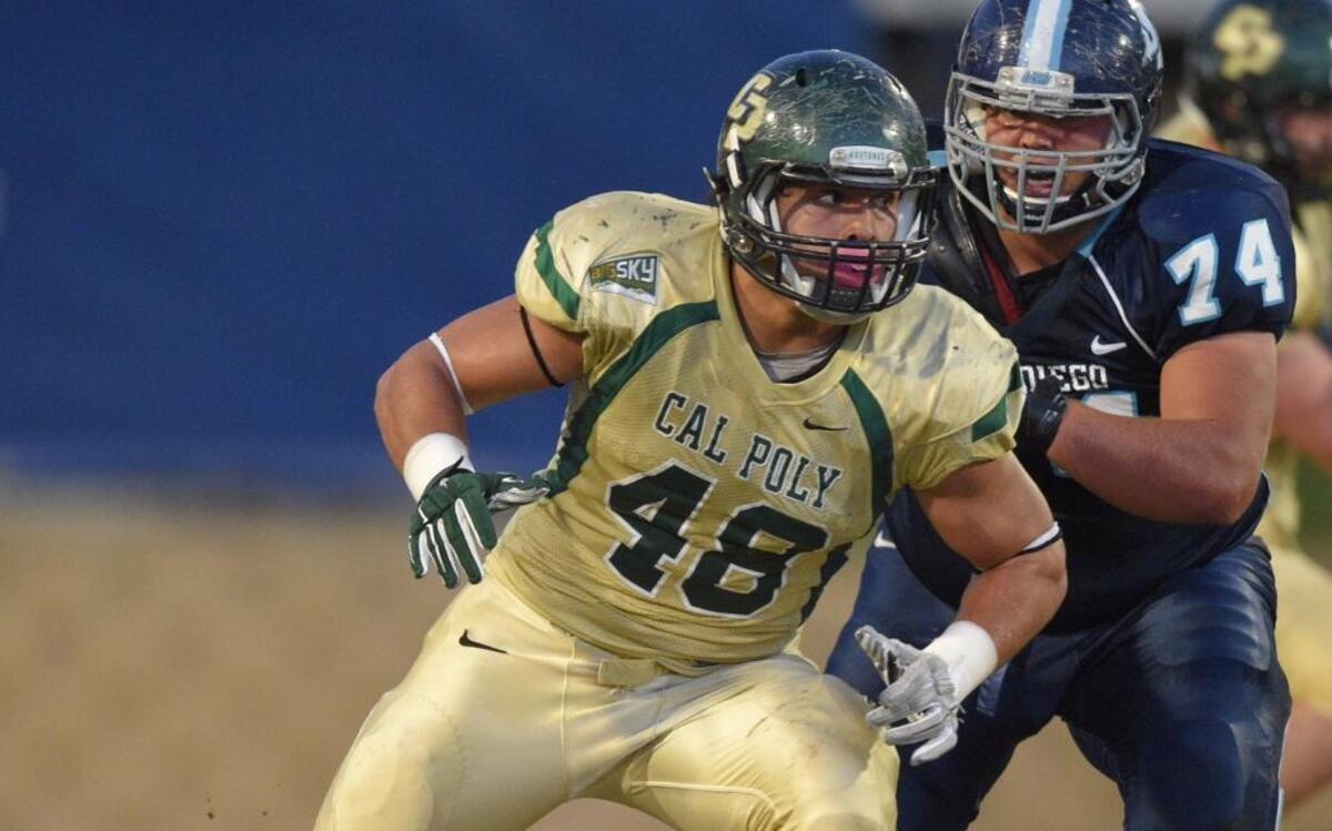 Cal Poly’s Josh Letuligasenoa sat out last season so he could shore up his Physics II grade for his industrial technology degree.