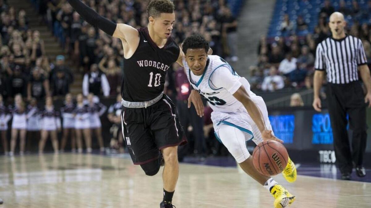 Devin Greene, right, is among the top six returning players to Sheldon High this season. ... Green drives past Woodcreek’s Donn Corbin during the CIF Sac-Joaquin Section Boys Basketball Playoffs at Sleep Train Arena on Wednesday, March 4, 2015.