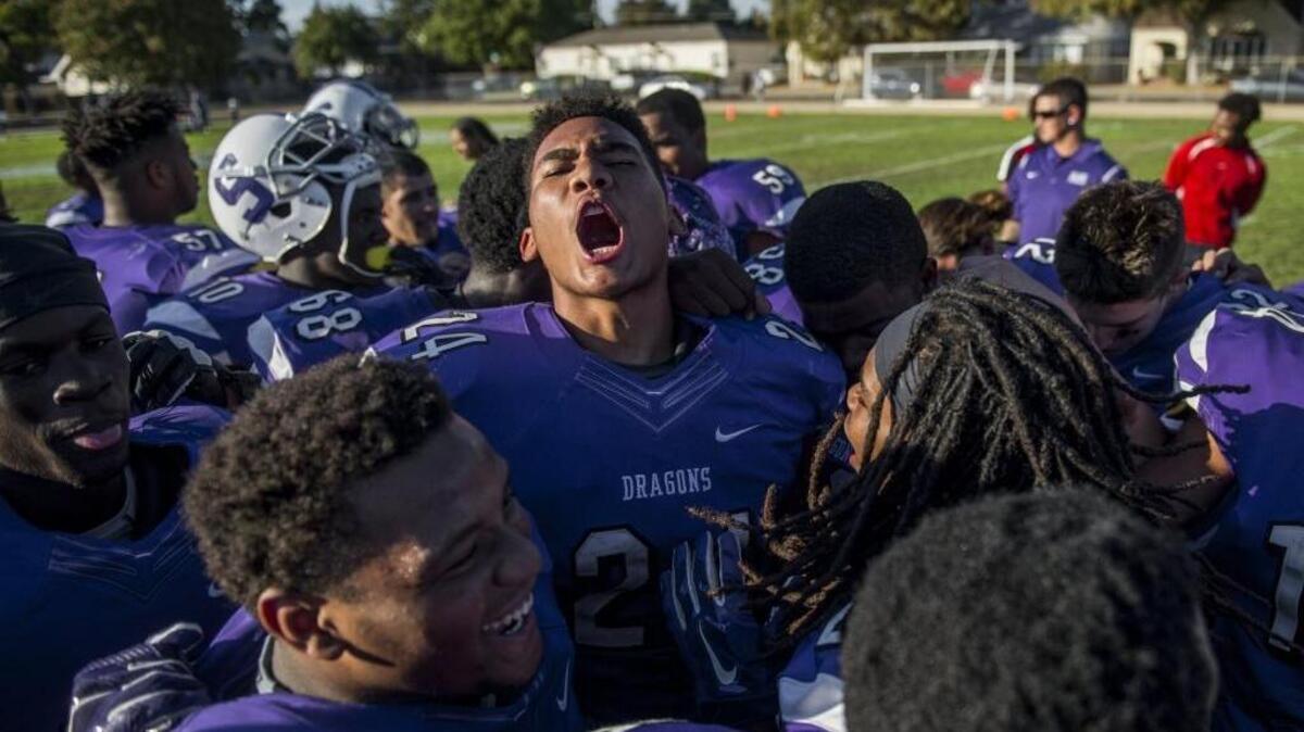 Sacramento High School players had plenty to shout about after beating Folsom 33-29 last season. The rematch is at Hughes Stadium on Friday night.