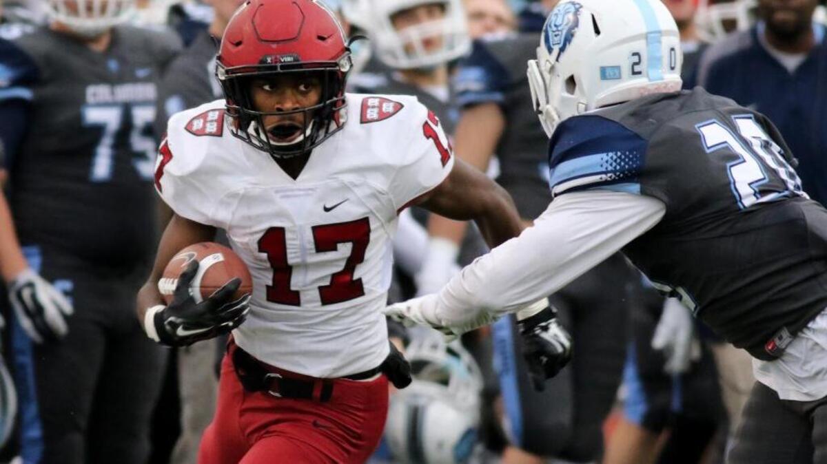 Former Capital Christian High School standout Justice Shelton-Mosley (17) looks for daylight in Harvard’s NCAA football game against Columbia on Saturday, November 7, 2015 in Manhattan, NY.