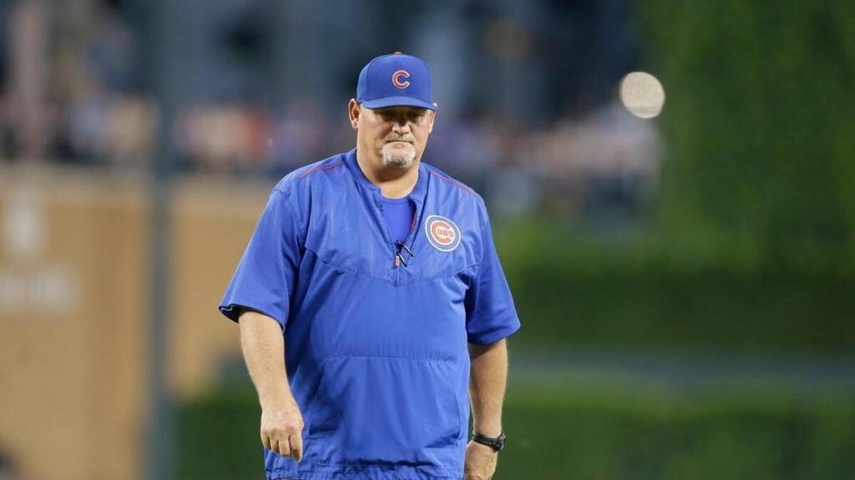 
Chicago Cubs pitching coach Chris Bosio leaves the mound during the seventh inning of a baseball game against the Detroit Tigers on June 10, 2015, in Detroit.
