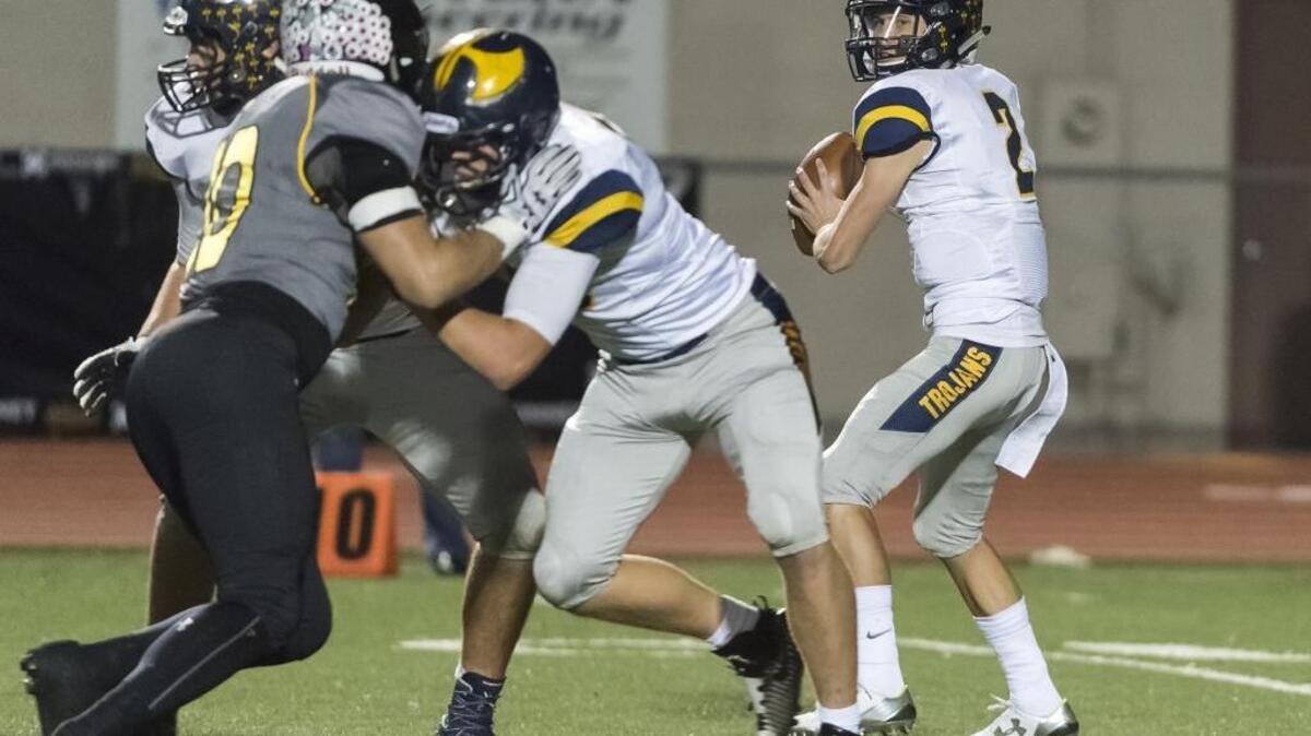 Quarterback Marco Baldacchino and No. 3 Oak Ridge will meet No. 2 Folsom on Friday in a crucial Sierra Foothill League football game. ... Baldacchino (2), passes the ball during a high school football game against Del Oro, Friday Oct 21, 2016 in Loomis.