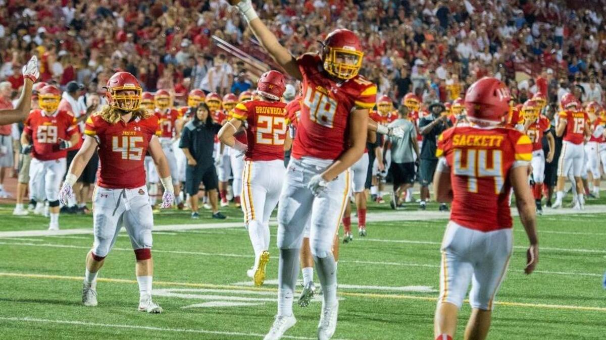 Laiatu Latu (48) earned Bee Prep of the Week honors after making plays on offense, defense and special teams in a win over Pleasant Grove.