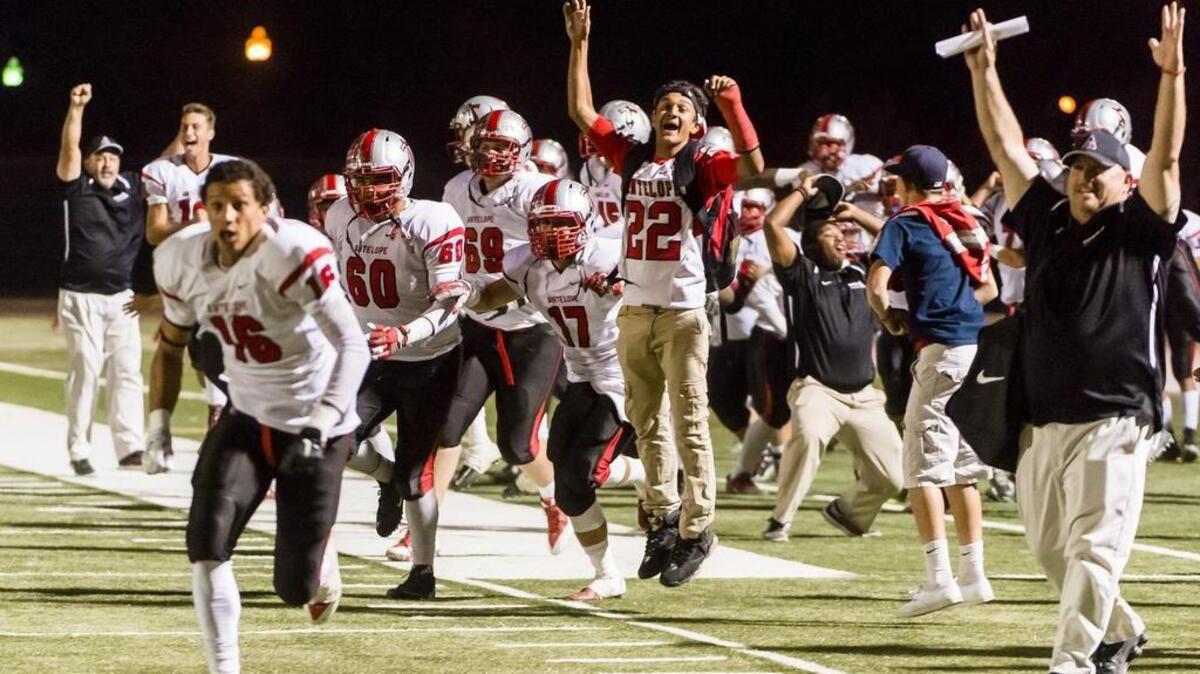 
The Antelope Titan’s bench reacts to their 42-41 overtime win over the Cosumnes Oaks Wolfpack Friday, October 16, 2015.
