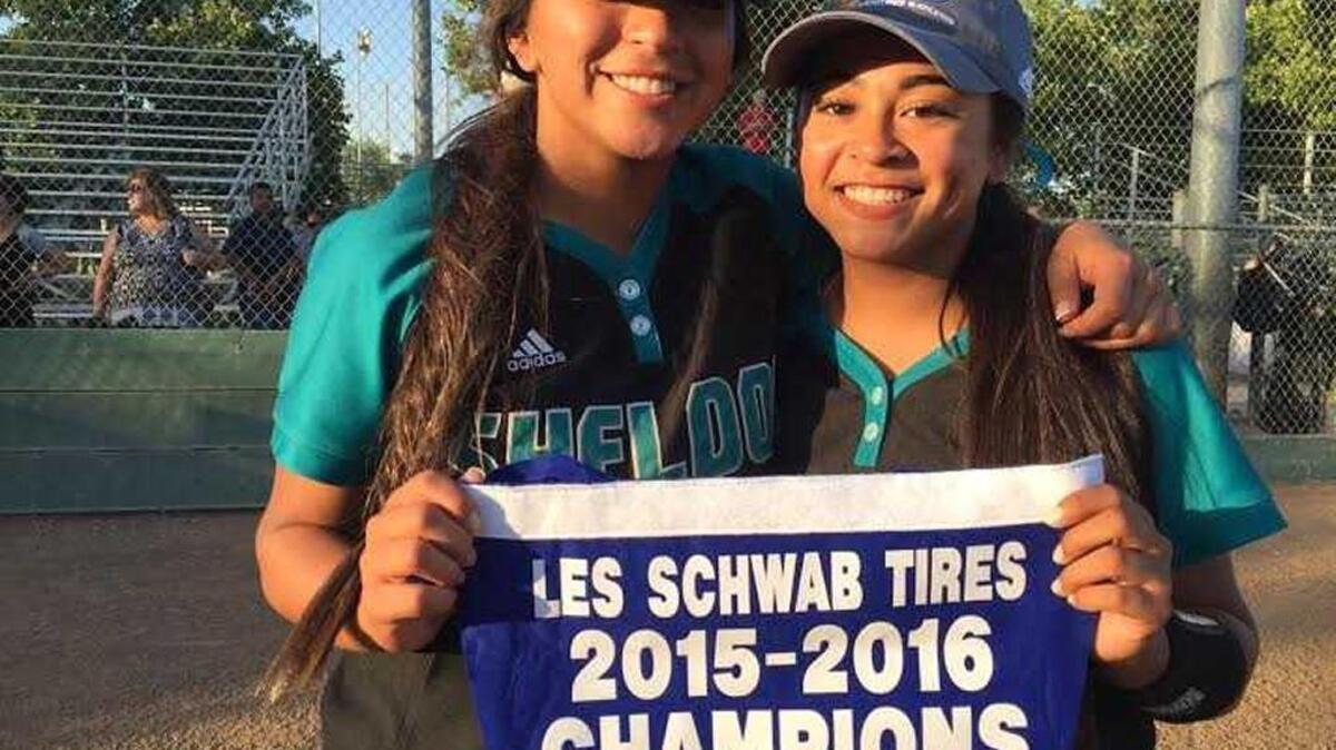 Sisters Jordan, left, and Maci Fines anchored the Sheldon High School softball infield, and they led the Huskies past Tracy 2-1 for the Sac-Joaquin Section Division I championship.