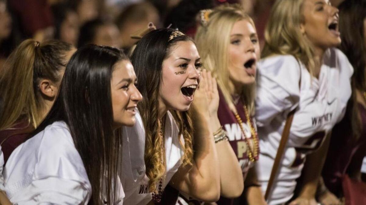 
Whitney fans cheer the team’s first touchdown Friday against Rocklin.
