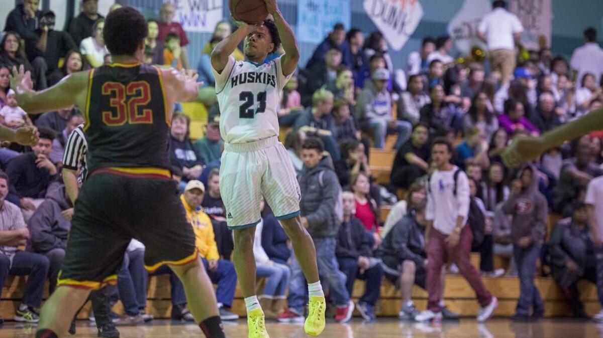 Sheldon Huskies Devin Greene (23) sinks a jump shot in the second half as Sheldon hosted Jesuit at Sheldon high school on Friday night, January 15, 2015