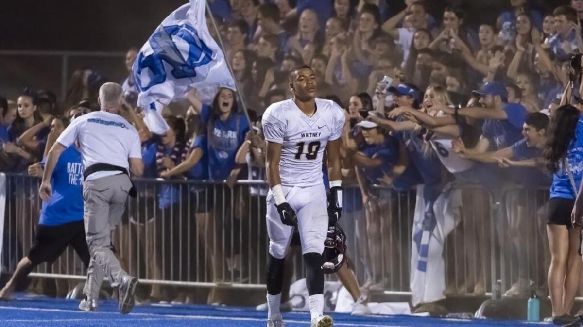 Whitney High School Wildcats Tyrik Ceasar (10) reacts to missing a pass in the end zone that would have given them the win during the fourth quarter as the Rocklin Thunder host the Whitney Wildcats, Friday Sep 9, 2016.