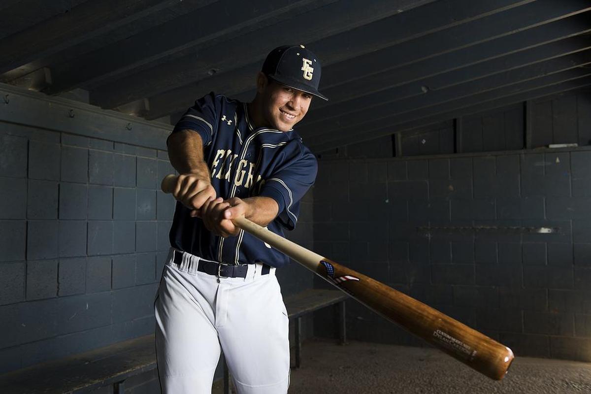 Dylan Carlson, the Sacramento Bee’s 2016 Player of the Year, swings in the dugout at Elk Grove High School in 2016. Carlson plays in the Baltimore Orioles system and is looking to make the roster in 2025.