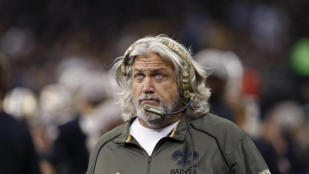 New Orleans Saints defensive coordinator Rob Ryan was fired following the team’s 47-14 loss to the Washington Redskins. Ryan, the brother of Buffalo Bills coach Rex Ryan, looks on during an NFL football game on Sunday, Nov. 8, 2015 in New Orleans.