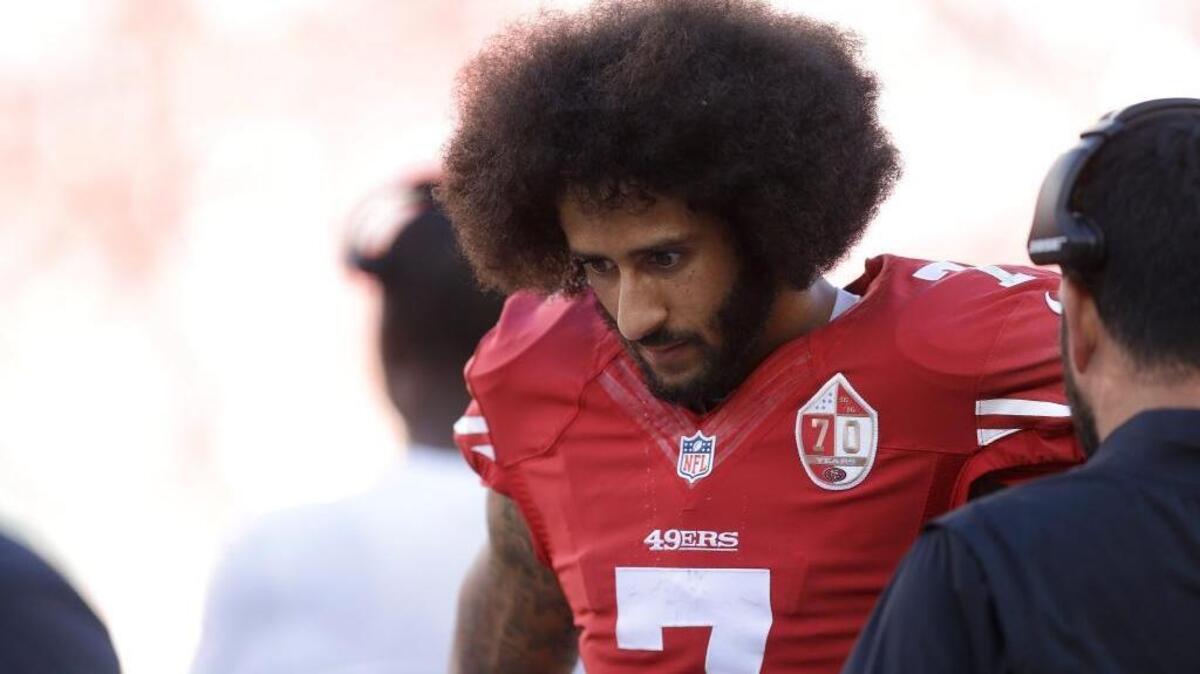 San Francisco 49ers quarterback Colin Kaepernick (7) stands on the sideline during the second half against the Tampa Bay Buccaneers in Santa Clara on Sunday, Oct. 23, 2016.