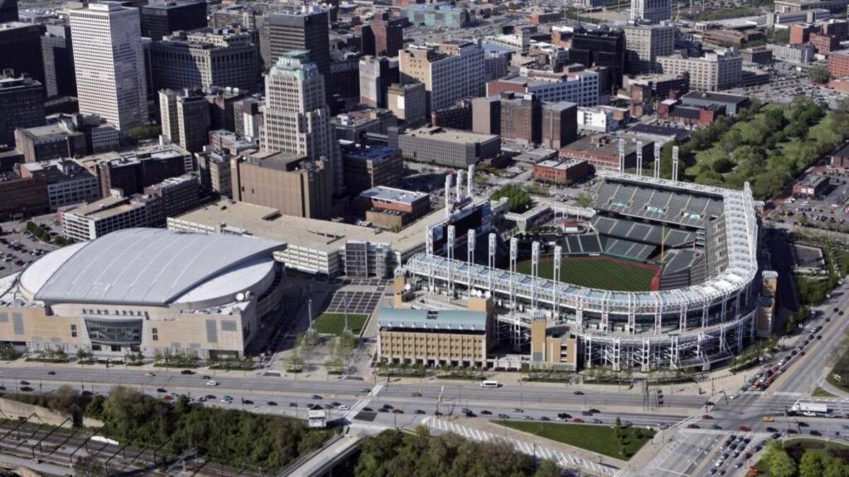Progressive Field in Cleveland is the site of the opening game of the 2016 World Series between the Cleveland Indians and Chicago Cubs, both looking for championships after long droughts.