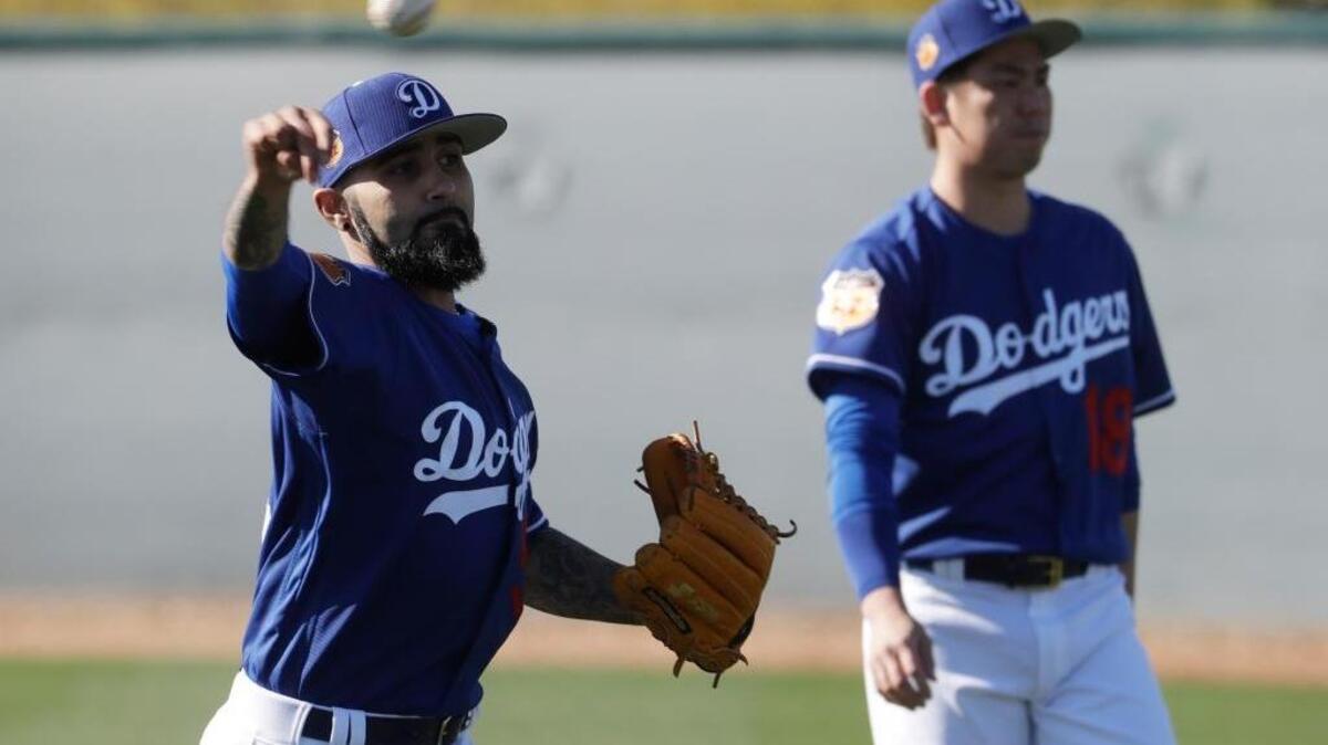 Giants fans will have to brace for the sight of Sergio Romo in a Dodgers uniform this season. Here he works out on Tuesday, Feb. 14, 2017, in Glendale, Ariz.