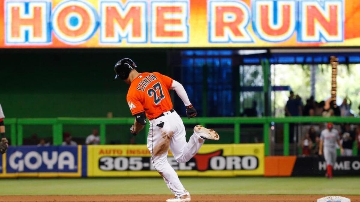 Giancarlo Stanton of the Marlins will face off against Robinson Cano of the Mariners on Monday.