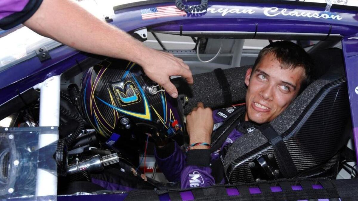 In this Oct. 4, 2007 file photo, Bryan Clauson smiles in his car during qualifying for the ARCA RE/MAX Series 250 auto race, at Talladega Superspeedway in Talladega, Ala. Clauson, considered the top dirt-track racer in the country, died last Sunday after his sprint car flipped end over end between turns three and four during a race at the USAC Belleville (Kan.) Midget Nationals. Clauson, who was born in Carmichael and spent his childhood in Citrus Heights, was 27.