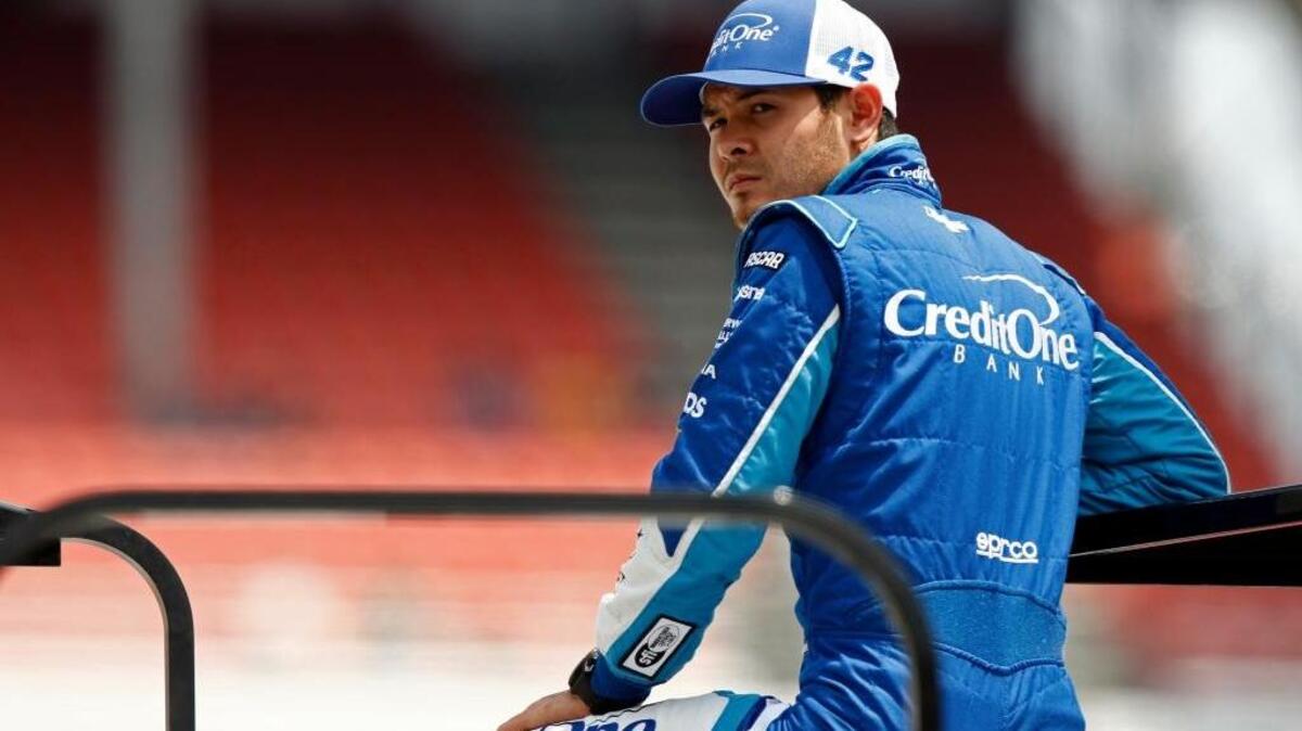 Kyle Larson watches practice Friday in Bristol, Tenn. NASCAR officials announced that, because of weather, the field for the Monster Cup race will set by points, which puts Larson in pole position.