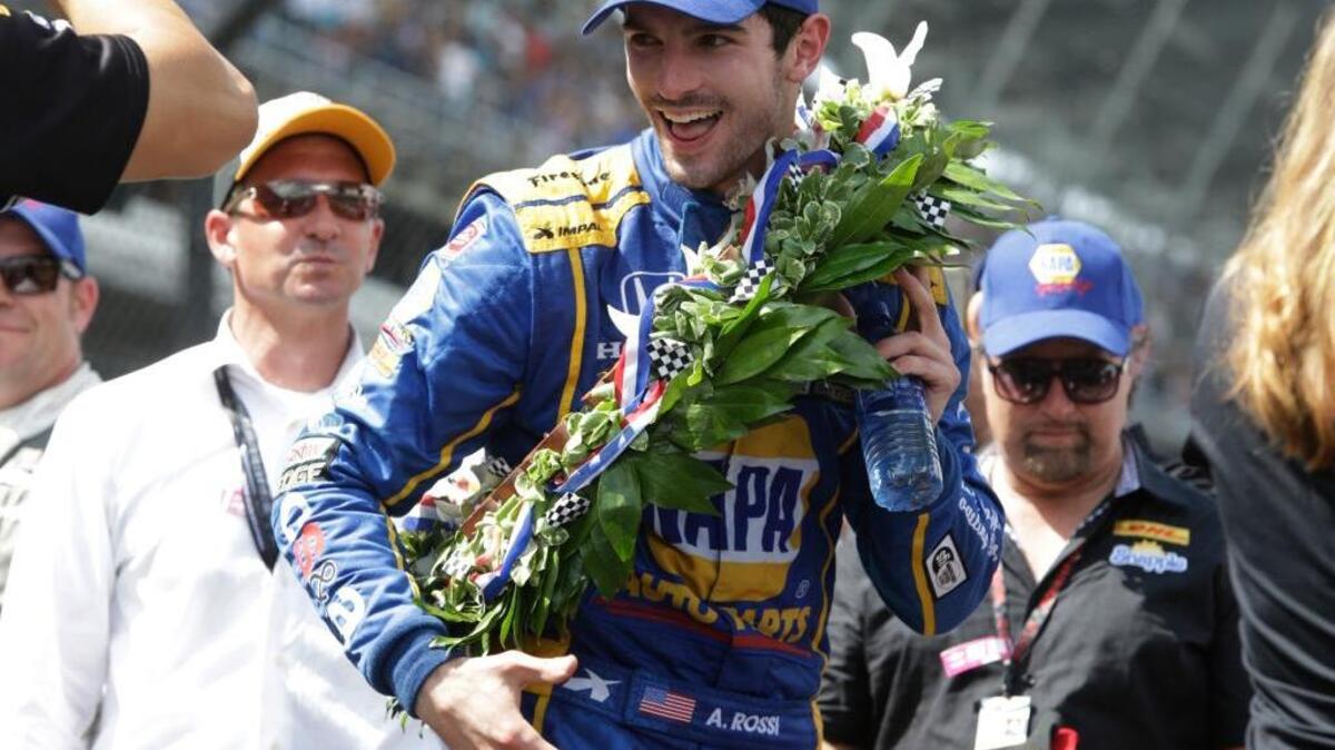 Alexander Rossi smiles after wining the 100th Indianapolis 500 on May 29, 2016. The Nevada City native was the first rookie since 1928 to win the race.