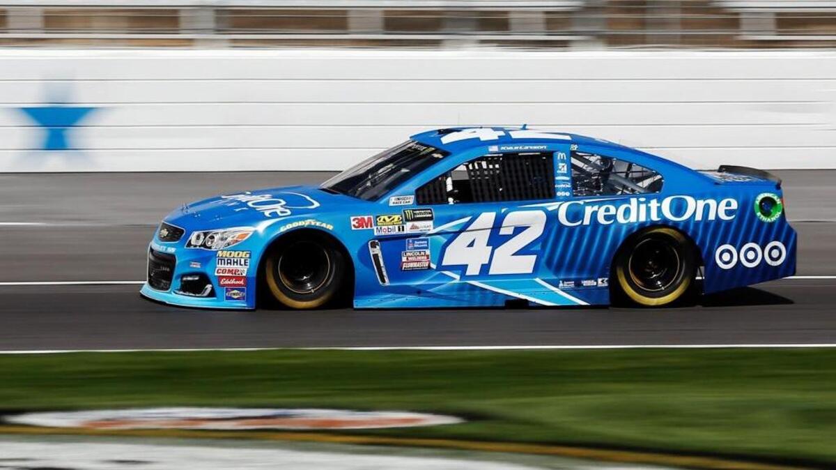 NASCAR driver Kyle Larson races down the front stretch during practice for the Monster Energy Cup race at Texas Motor Speedway on Friday in Fort Worth, Texas. Larson finished second in Sunday’s race.
