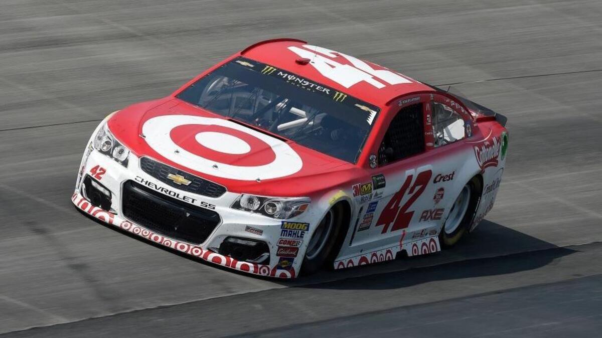Kyle Larson competes during the NASCAR Monster Cup race Sunday at Dover International Speedway in Dover, Del. Larson finished second to Jimmie Johnson.