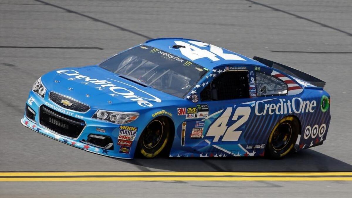 Kyle Larson completes a lap during a NASCAR cup auto racing practice at Daytona International Speedway, Thursday, June 29, 2017, in Daytona Beach, Fla.