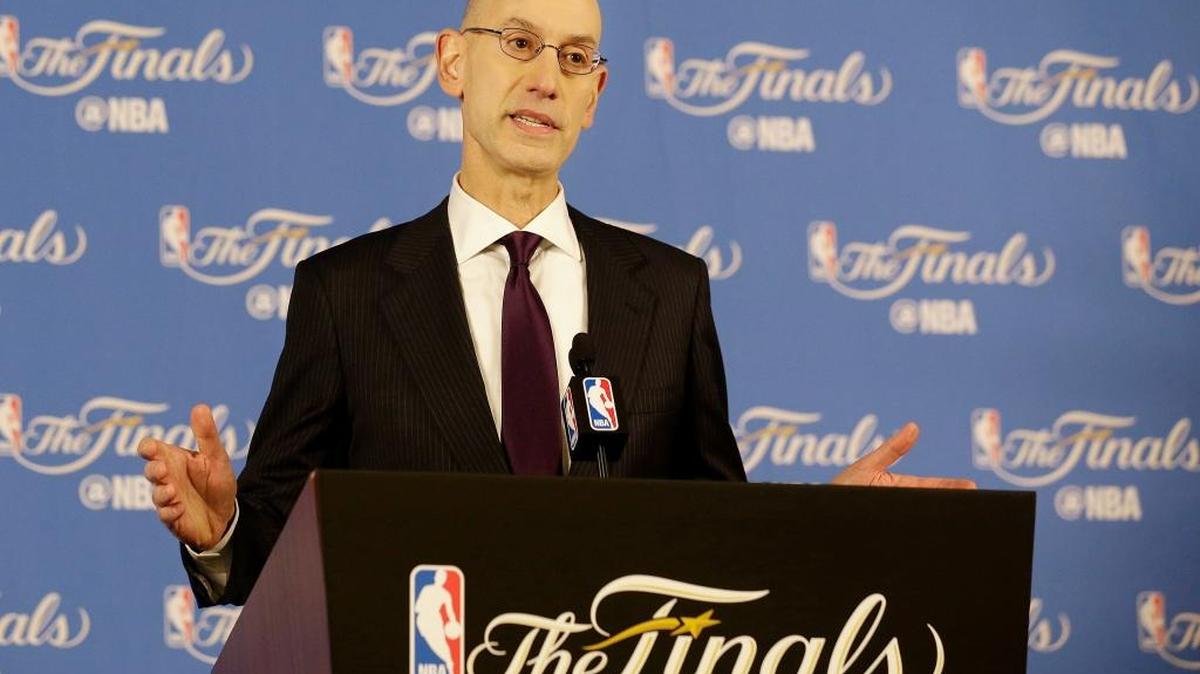 NBA Commissioner Adam Silver speaks at a news conference before Game 1 of the NBA Finals between the Golden State Warriors and the Cleveland Cavaliers on Thursday in Oakland.