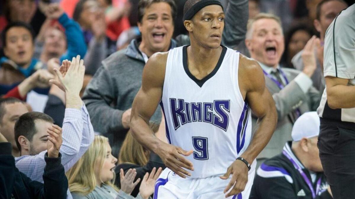 Sacramento Kings guard Rajon Rondo (9) is cheered by fans after he hit a three point basket against the Milwaukee Bucks on Monday, Feb, 1, 2016 at Sleep Train Arena in Sacramento. Rondo scored 19 points on four-of-four shooting from three-point range. Teammate Rudy Gay scored 32 points in the 111-104 victory.