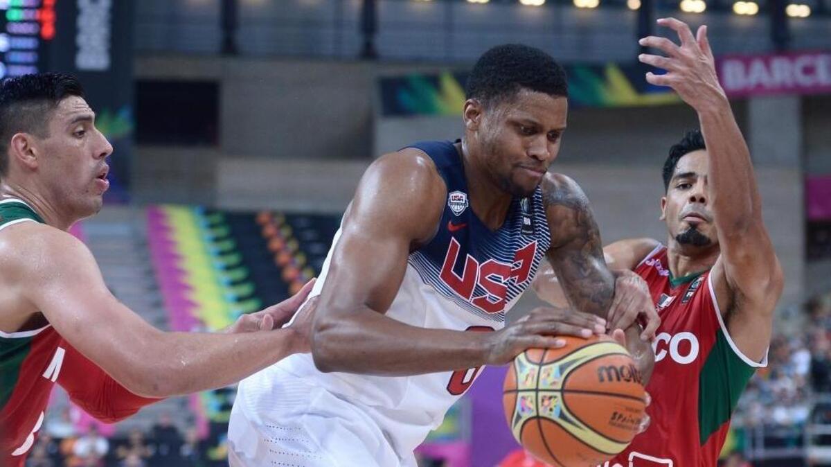 Rudy Gay of the U.S. center, and Mexico’s Jorge Gutuierrez, right, fight for the ball during Basketball World Cup Round of 16 match on Saturday, Sept. 6, 2014, in Barcelona, Spain. ... Gay and Kings teammate DeMarcus Cousins are among 30 finalists for the 2016 U.S. Olympic men’s basketball team.