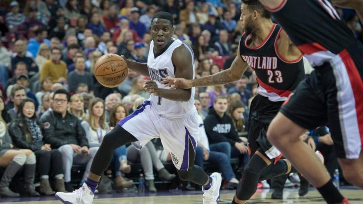 Kings guard Darren Collison (7) drives to the basket against the Portland Trail Blazers during their game at Sleep Train Arena in Sacramento on Sunday, Dec. 27, 2015.
