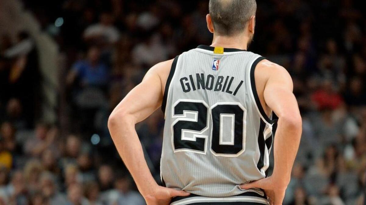 San Antonio Spurs guard Manu Ginobili looks on during an NBA basketball game against the Sacramento Kings, Saturday, March 5, 2016, in San Antonio. Playing in his first game since Feb. 3, Ginobili scored 22 points on 8-of-11 shooting in just 15 minutes.