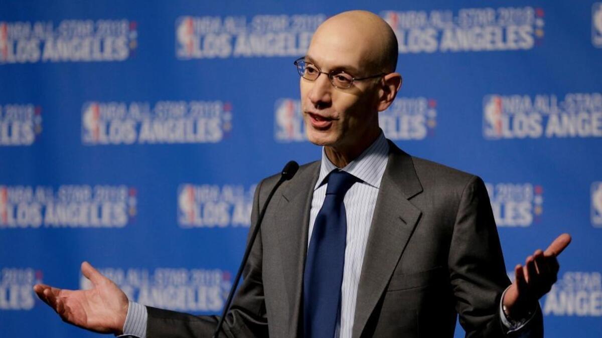 NBA Commissioner Adam Silver discusses the Staples Center hosting the 2018 NBA All-Star Game last year. Early voting for the game opened Thursday.