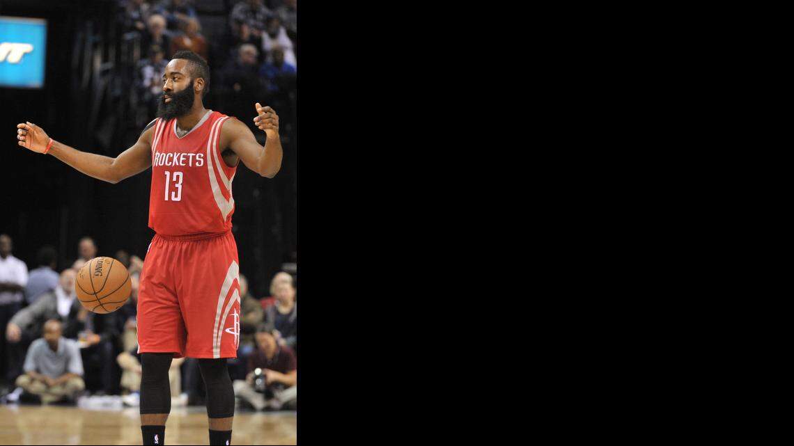
Houston guard James Harden, playing at Memphis this month, has had his defensive lapses spotlighted in clips on YouTube.
