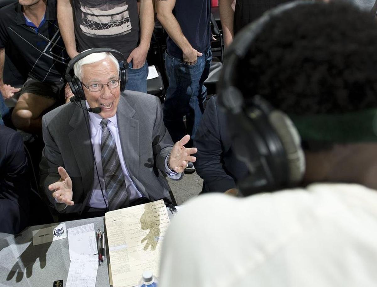 Gary Gerould interviews Kings small forward John Salmons after a victory over New Orleans at Sleep Train Arena in 2013.